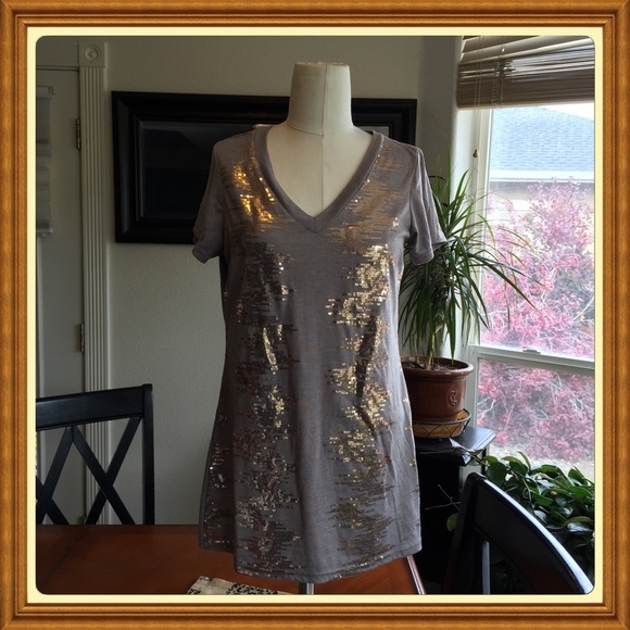 Xhileration grey gold Sparkly top tunic - Picture 1 of 3
